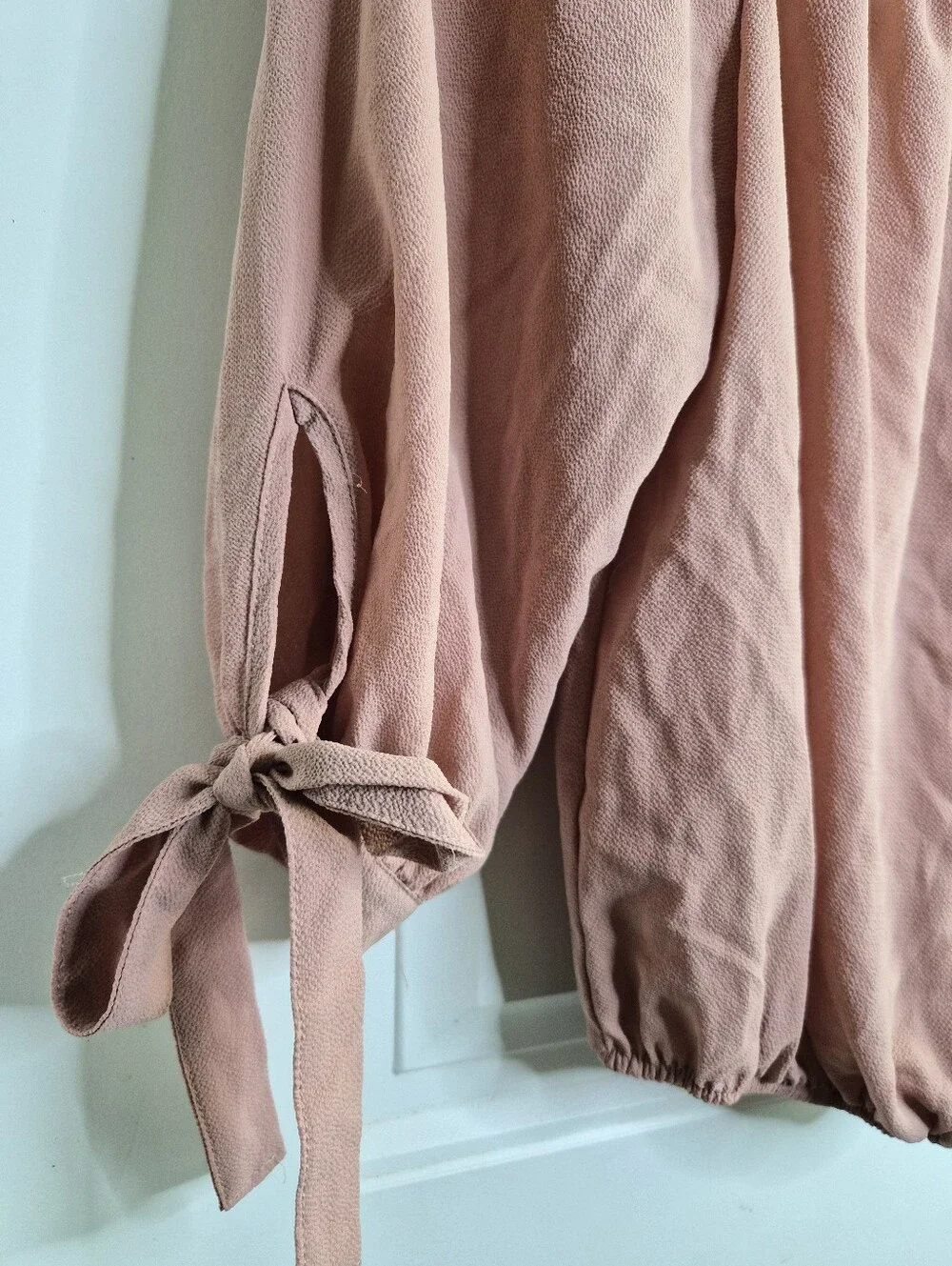 Med Ambiance Apparel Off-The-Shoulder Blouse dusty rose Peasant Boho Cottage Fes